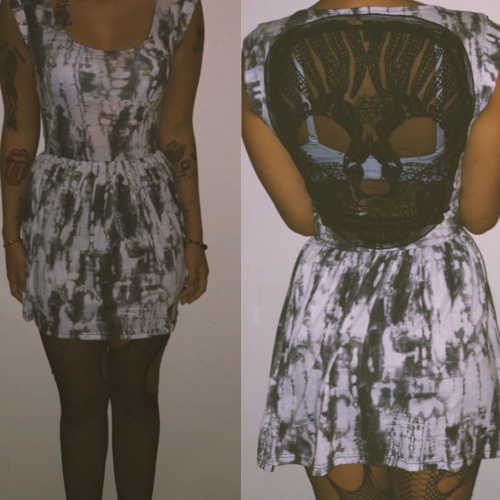 Acid wash style Hot Topic mini skull dress